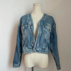 Ag Womens Collarless Cropped Denim Jacket | Women’s Size Small